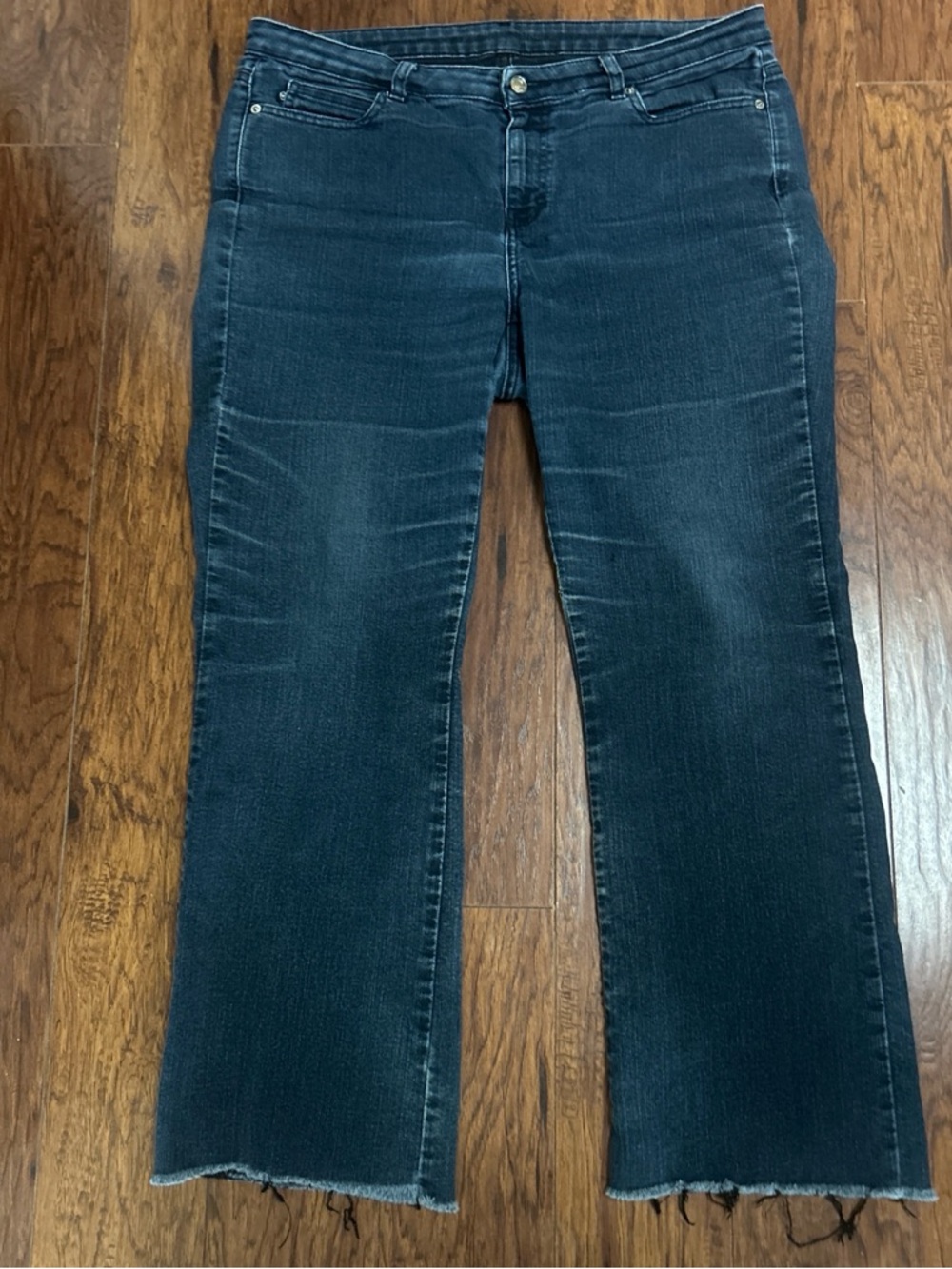 Michael Kors Indigo Plus Size 14W Wide-Leg Cropped Jeans with Raw Hem
